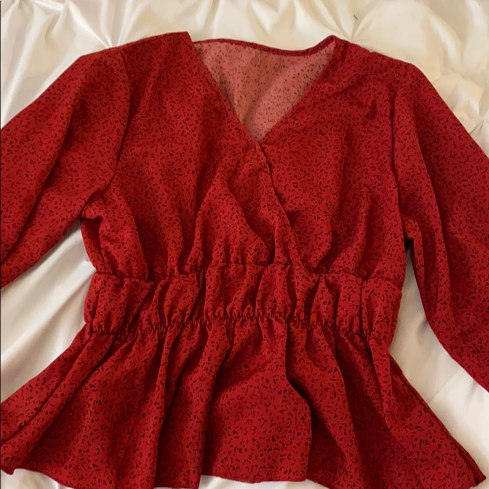 Red and black blouse